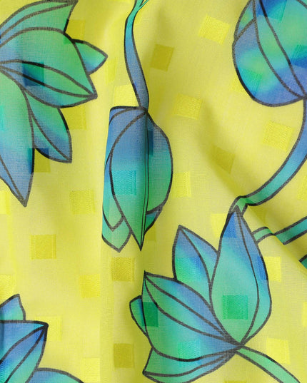 Yellow Floral Swiss Cotton Voile Sudanese Thobe
