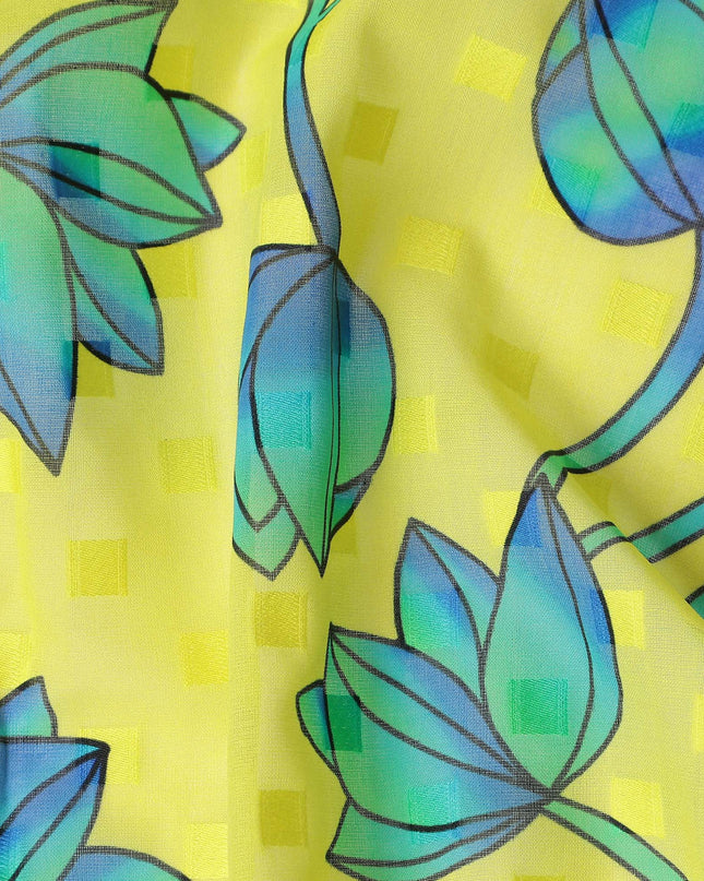 Yellow Floral Swiss Cotton Voile Sudanese Thobe