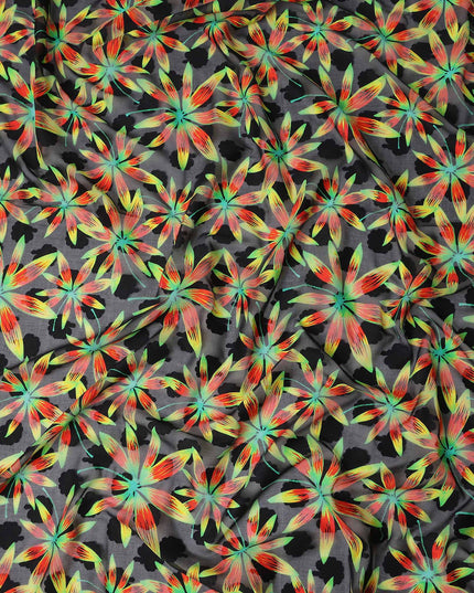 Black Floral Swiss Cotton Voile Sudanese Thobe