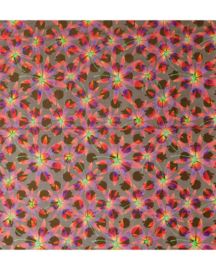 Brown Floral Swiss Cotton Voile Sudanese Thobe