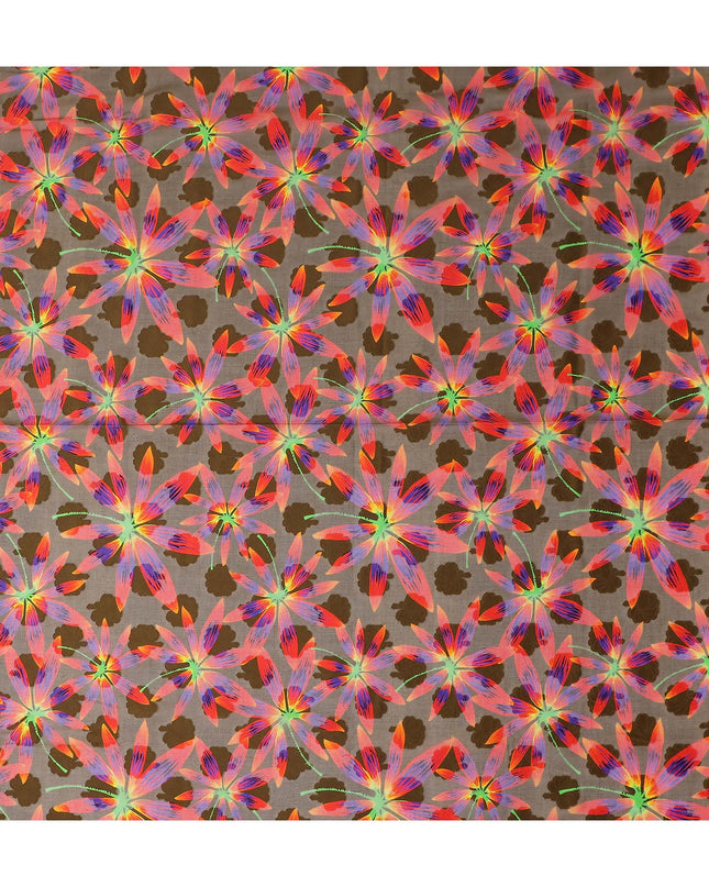 Brown Floral Swiss Cotton Voile Sudanese Thobe