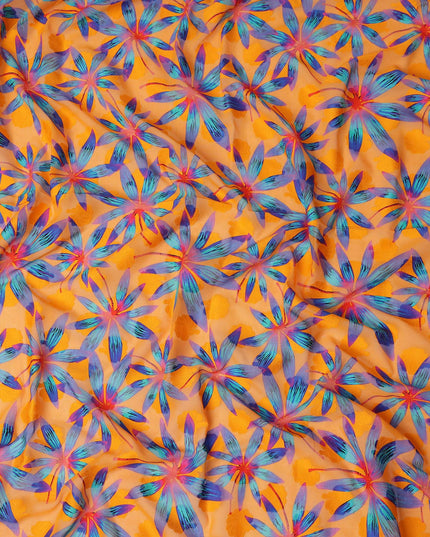 Orange Floral Swiss Cotton Voile Sudanese Thobe