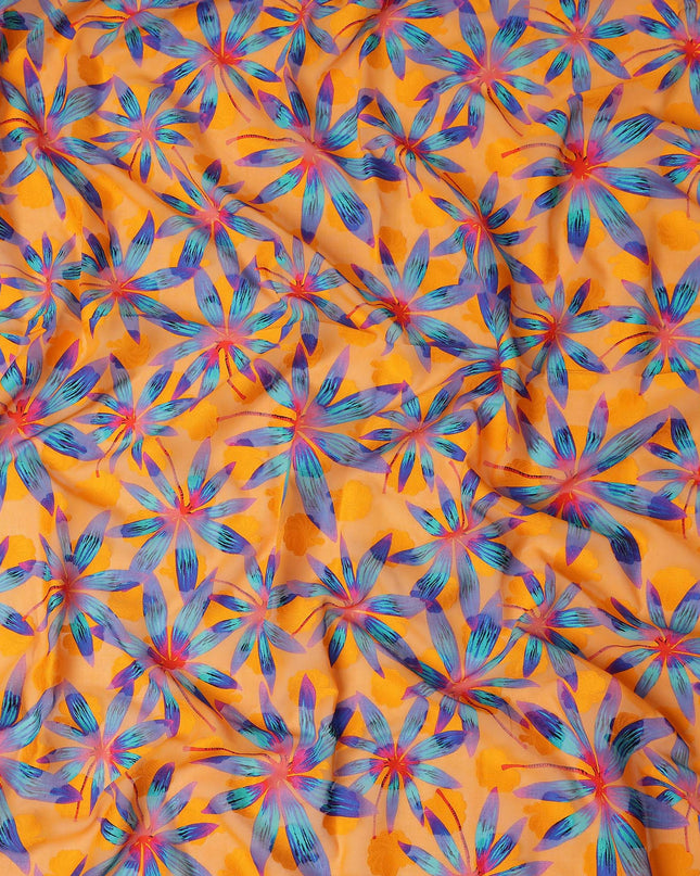 Orange Floral Swiss Cotton Voile Sudanese Thobe