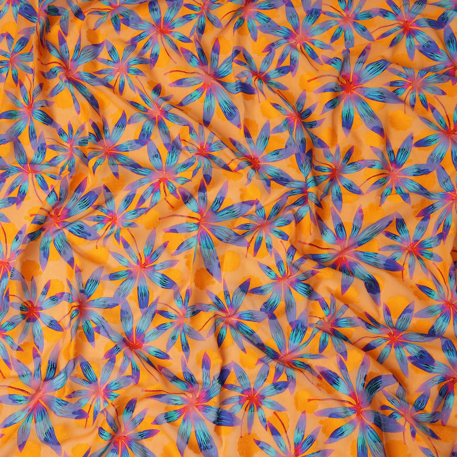 Orange Floral Swiss Cotton Voile Sudanese Thobe