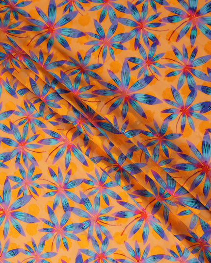 Orange Floral Swiss Cotton Voile Sudanese Thobe