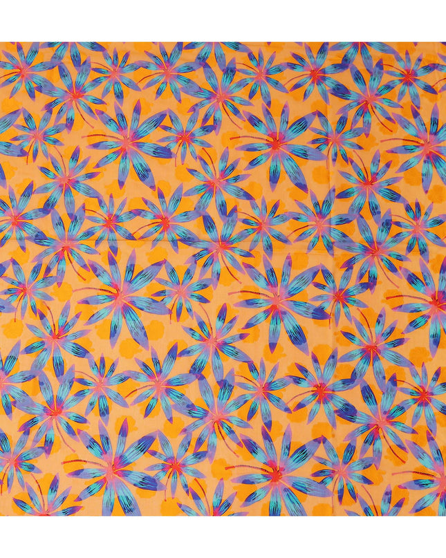 Orange Floral Swiss Cotton Voile Sudanese Thobe
