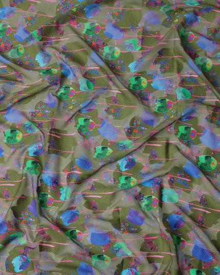 Green Abstract Swiss Cotton Voile Sudanese Thobe