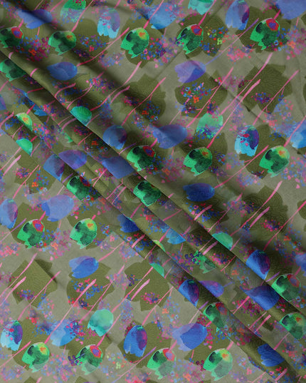 Green Abstract Swiss Cotton Voile Sudanese Thobe