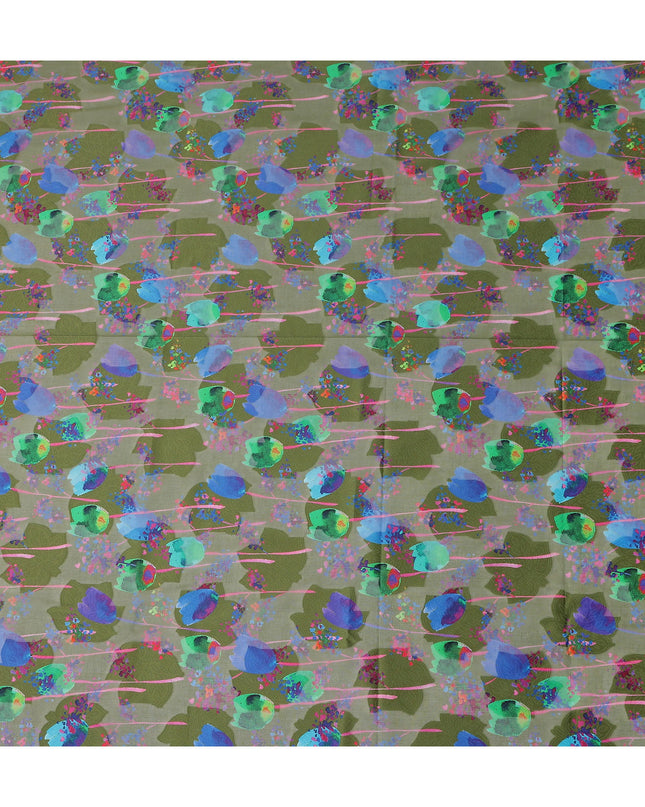 Green Abstract Swiss Cotton Voile Sudanese Thobe