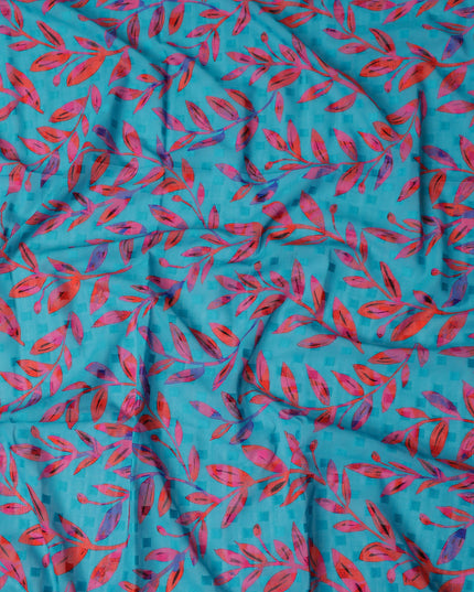 Blue Leaf Swiss Cotton Voile Sudanese Thobe