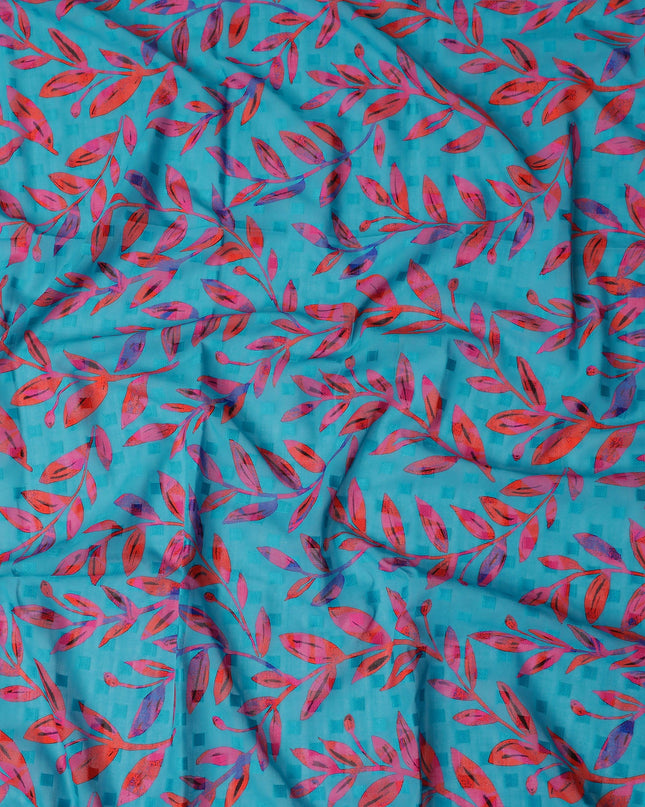 Blue Leaf Swiss Cotton Voile Sudanese Thobe