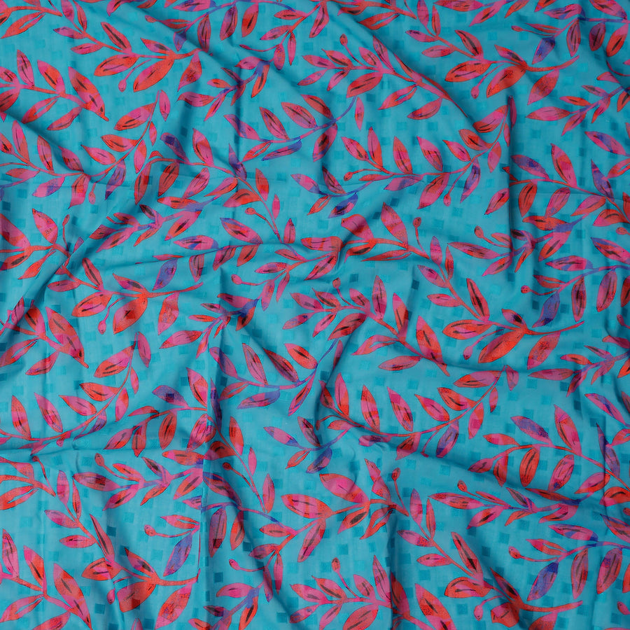 Blue Leaf Swiss Cotton Voile Sudanese Thobe