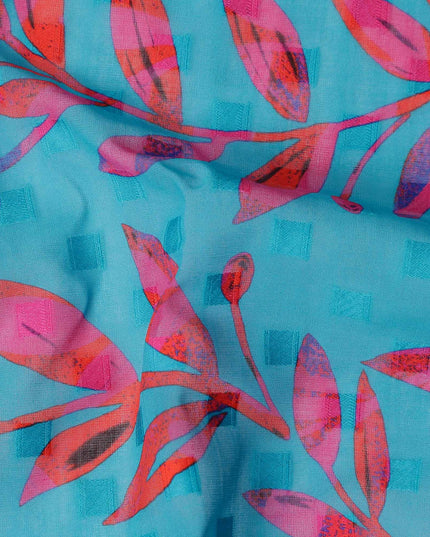 Blue Leaf Swiss Cotton Voile Sudanese Thobe