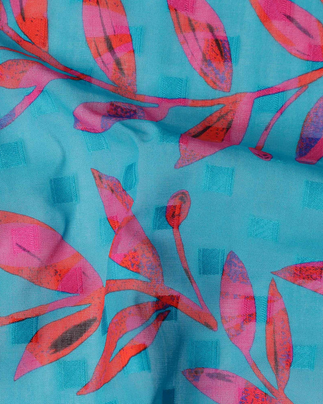 Blue Leaf Swiss Cotton Voile Sudanese Thobe