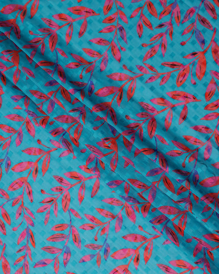 Blue Leaf Swiss Cotton Voile Sudanese Thobe