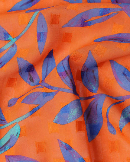 Orange Leaf Swiss Cotton Voile Sudanese Thobe