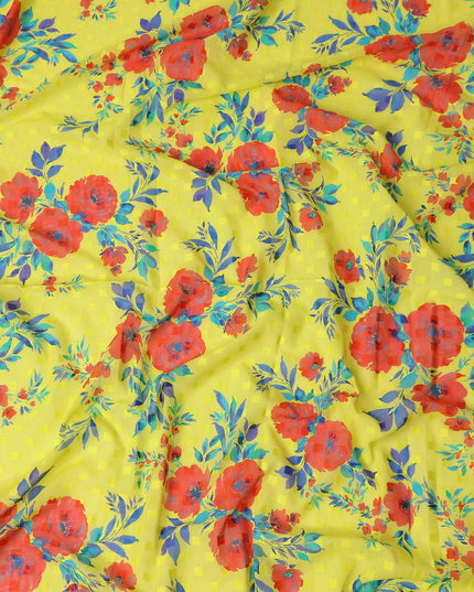 Yellow Floral Swiss Cotton Voile Sudanese Thobe