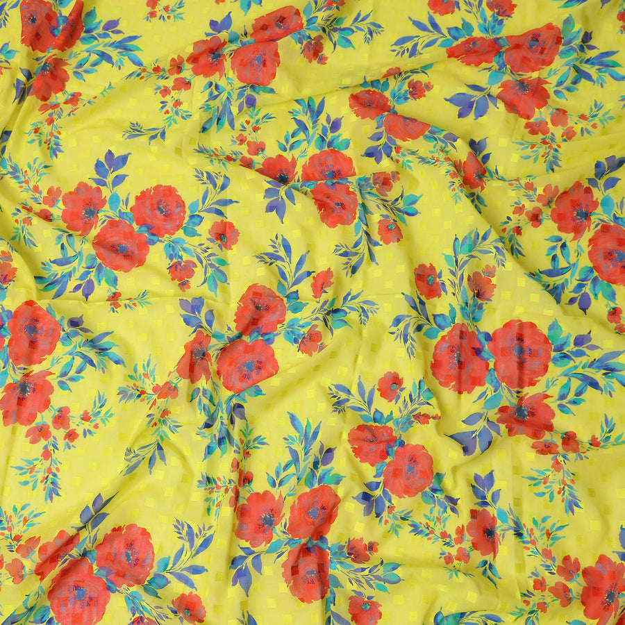 Yellow Floral Swiss Cotton Voile Sudanese Thobe