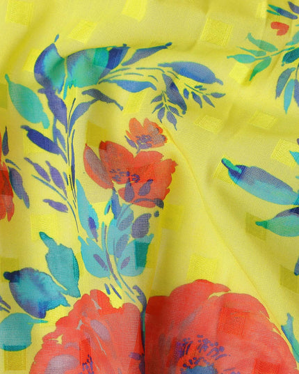 Yellow Floral Swiss Cotton Voile Sudanese Thobe