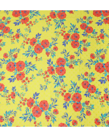 Yellow Floral Swiss Cotton Voile Sudanese Thobe
