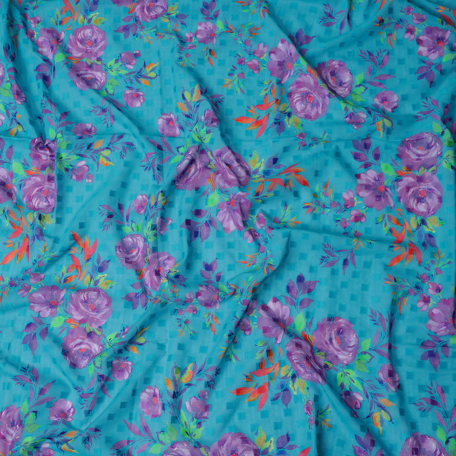 Blue Bouquet Swiss Cotton Voile Sudanese Thobe