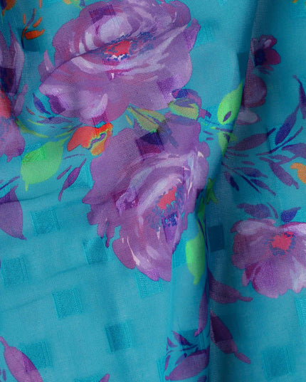Blue Bouquet Swiss Cotton Voile Sudanese Thobe
