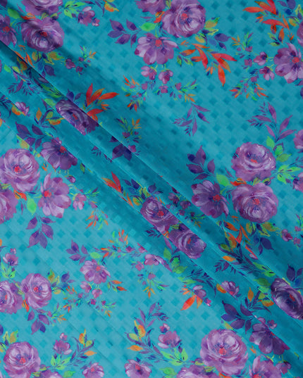 Blue Bouquet Swiss Cotton Voile Sudanese Thobe