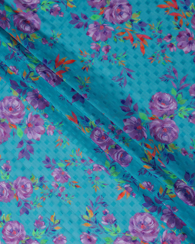 Blue Bouquet Swiss Cotton Voile Sudanese Thobe