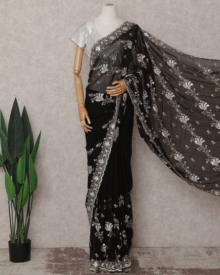 Black Georgette Saree 110cm | Regal