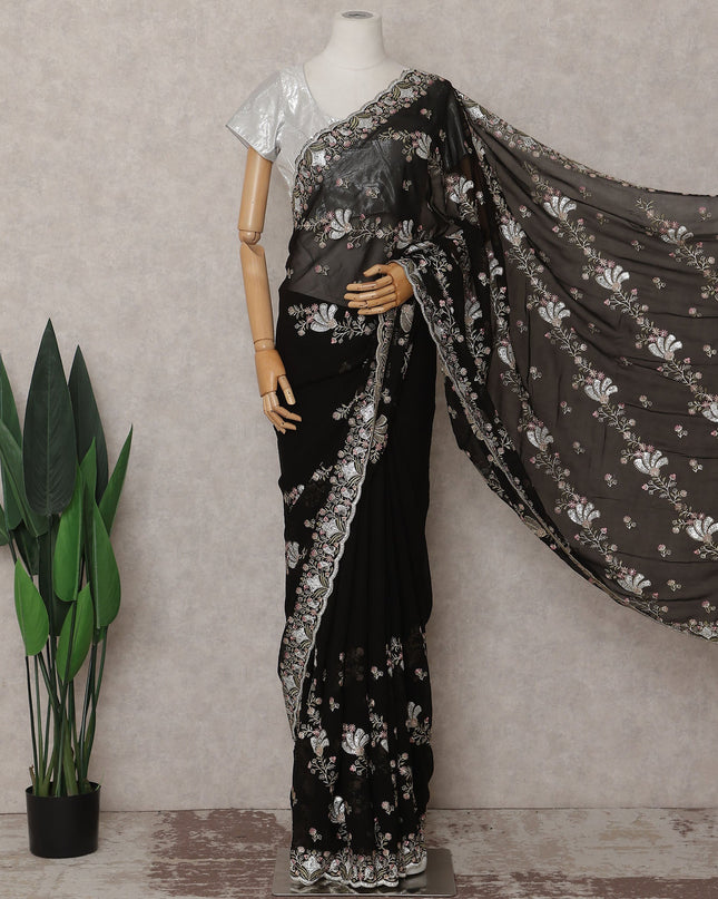 Black Georgette Saree 110cm | Regal