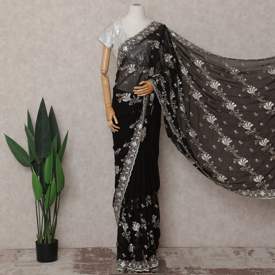 Black Georgette Saree 110cm | Regal