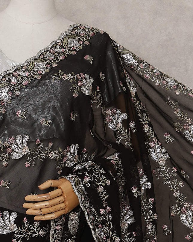 Black Georgette Saree 110cm | Regal