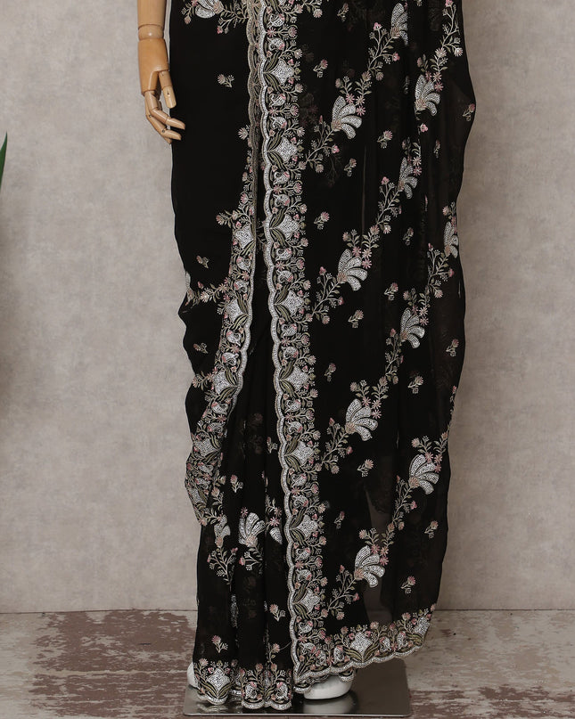 Black Georgette Saree 110cm | Regal