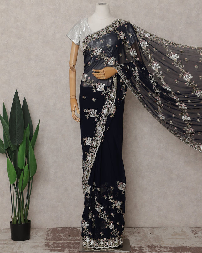 Black Georgette Saree 110cm | Regal