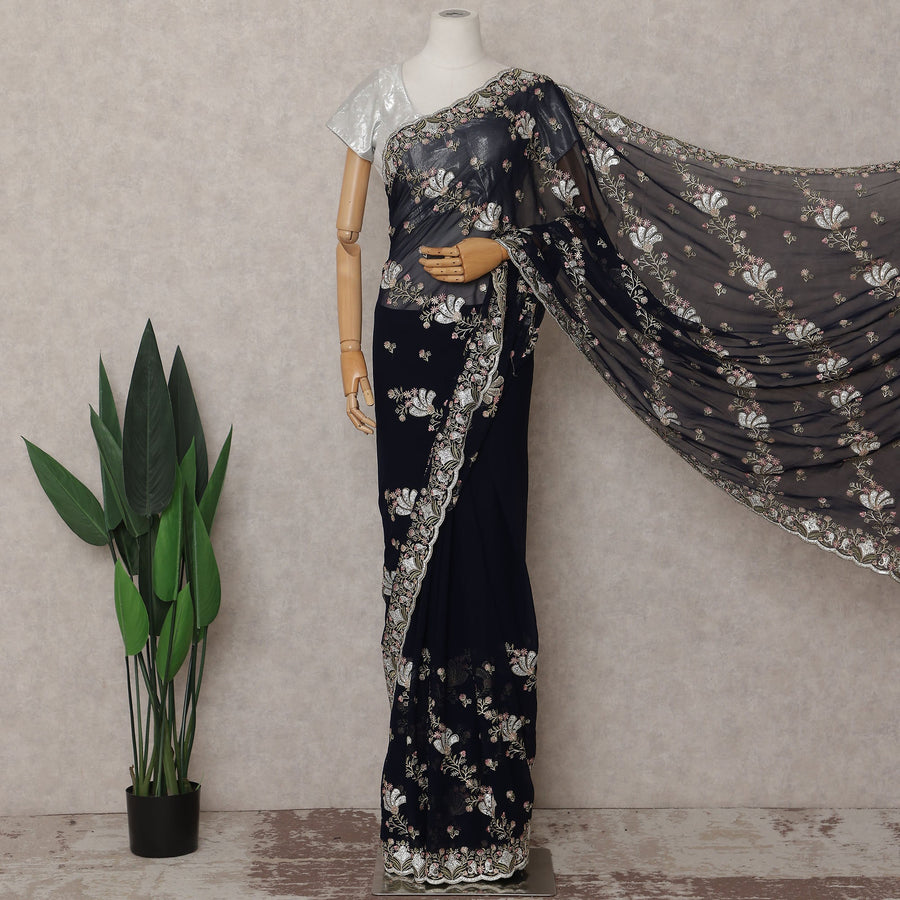 Black Georgette Saree 110cm | Regal