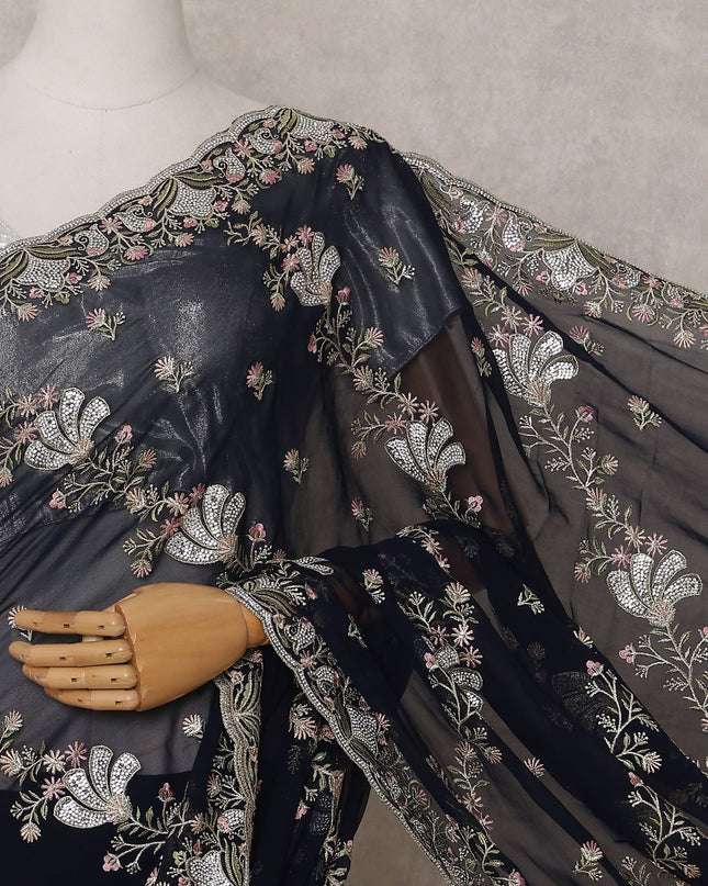 Black Georgette Saree 110cm | Regal