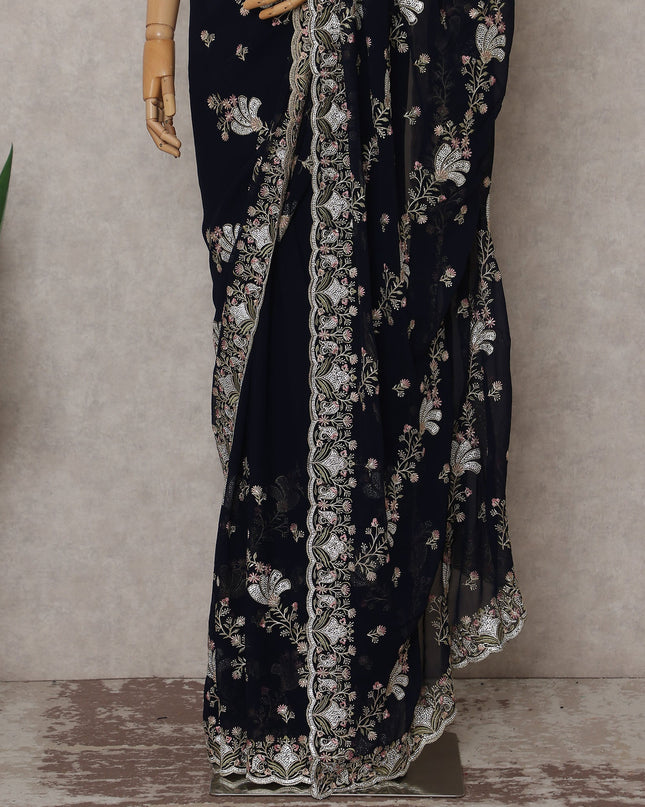 Black Georgette Saree 110cm | Regal