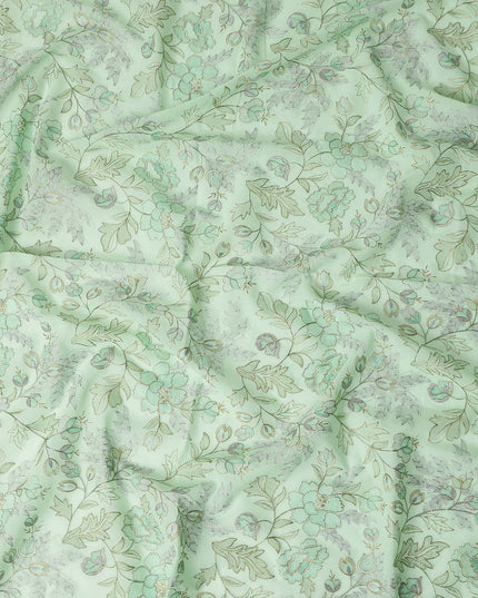 Green Bouquet Premium Cotton Voile Fabric 110cm