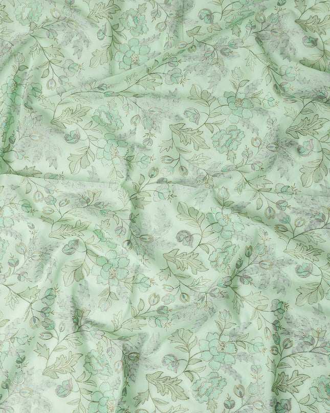 Green Bouquet Premium Cotton Voile Fabric 110cm