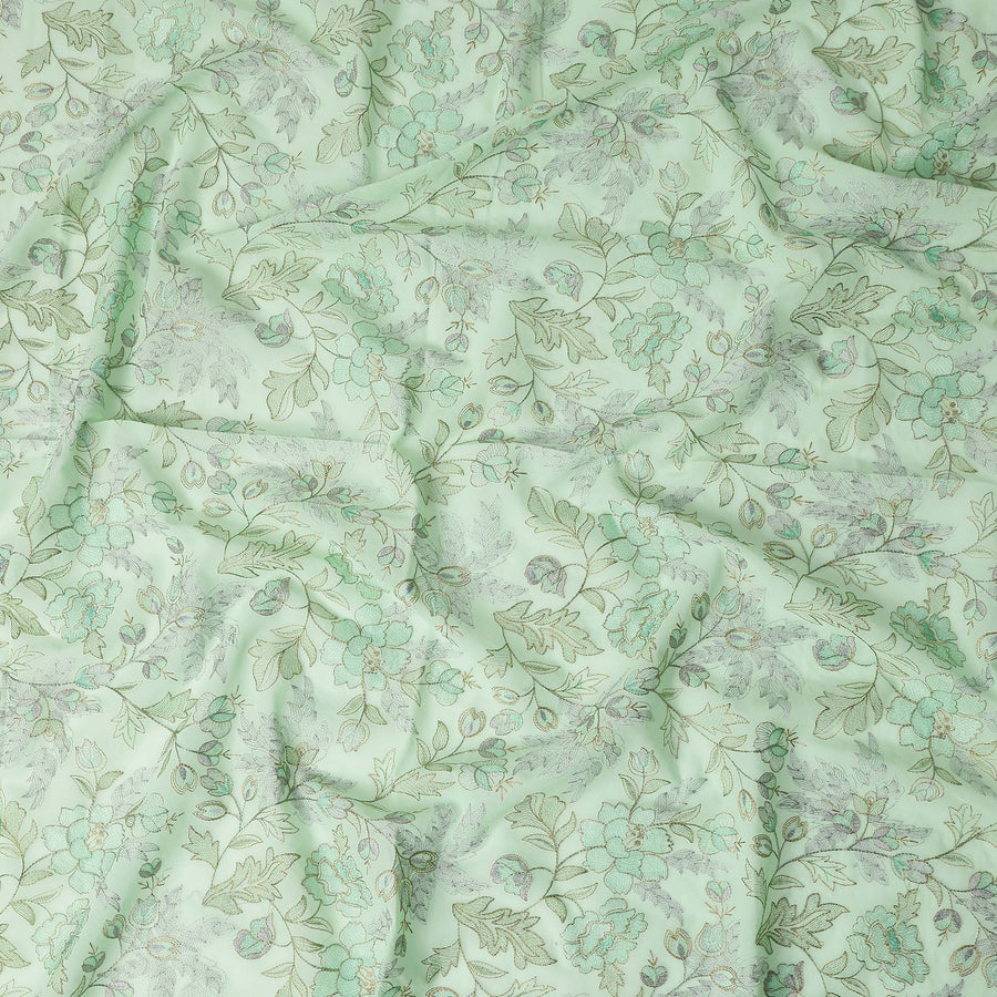 Green Bouquet Premium Cotton Voile Fabric 110cm