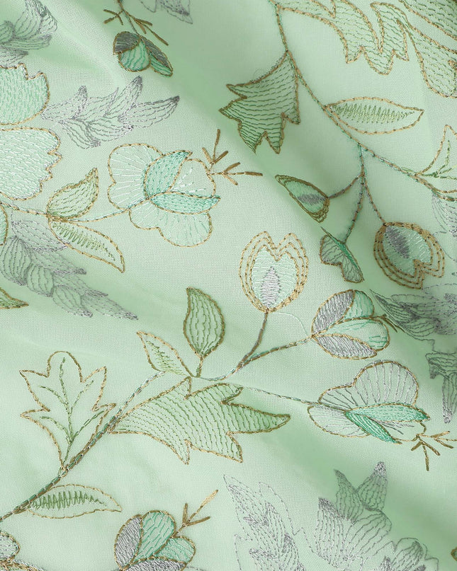 Green Bouquet Premium Cotton Voile Fabric 110cm