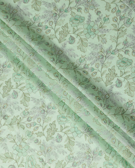Green Bouquet Premium Cotton Voile Fabric 110cm