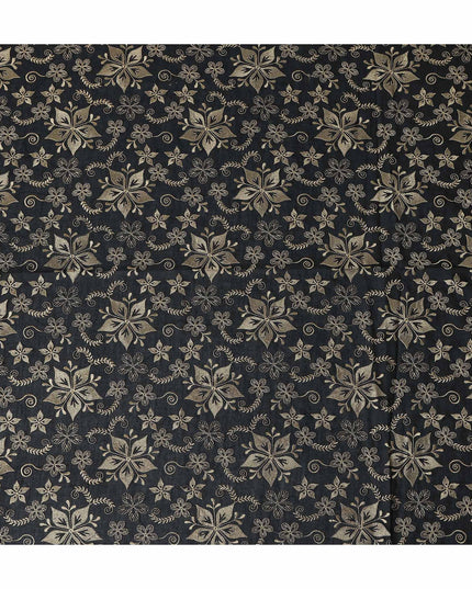 Black Floral Premium Cotton Voile Fabric 110cm