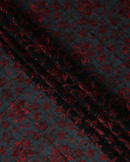 Black Floral Premium Cotton Voile Fabric 110cm