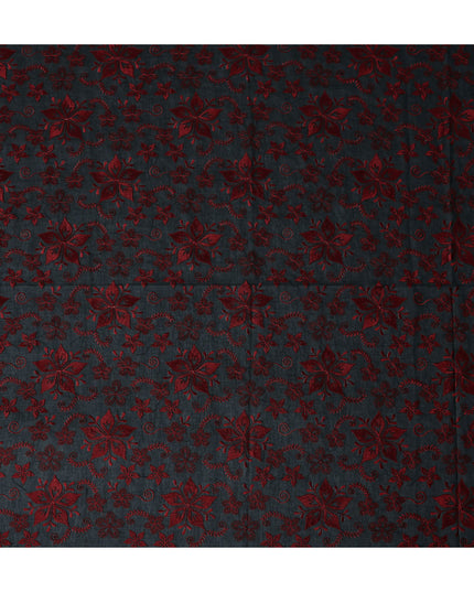 Black Floral Premium Cotton Voile Fabric 110cm