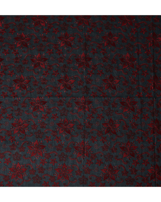 Black Floral Premium Cotton Voile Fabric 110cm