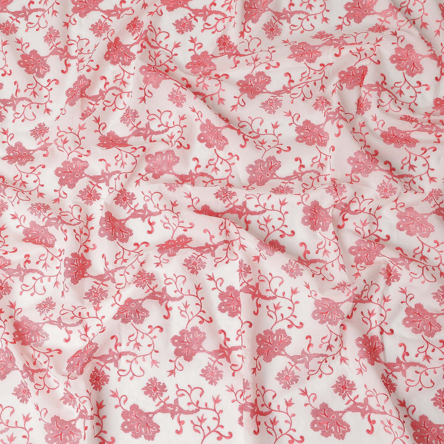 White Floral Premium Cotton Voile Fabric 110cm