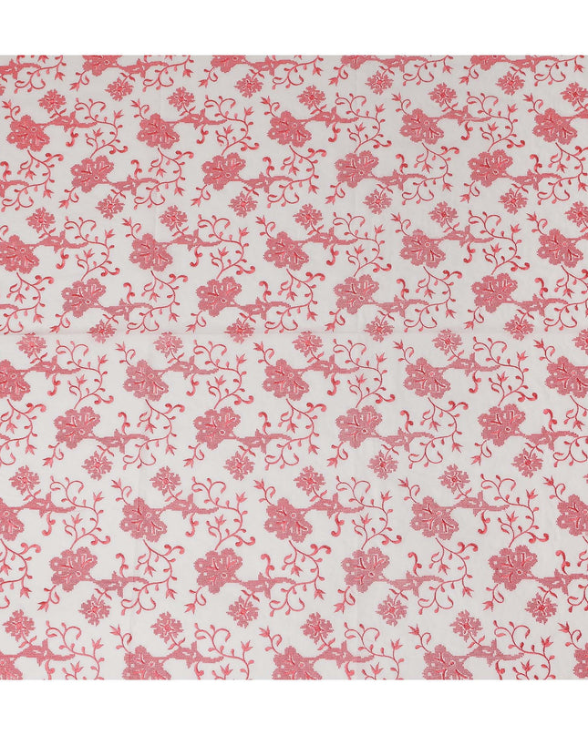 White Floral Premium Cotton Voile Fabric 110cm