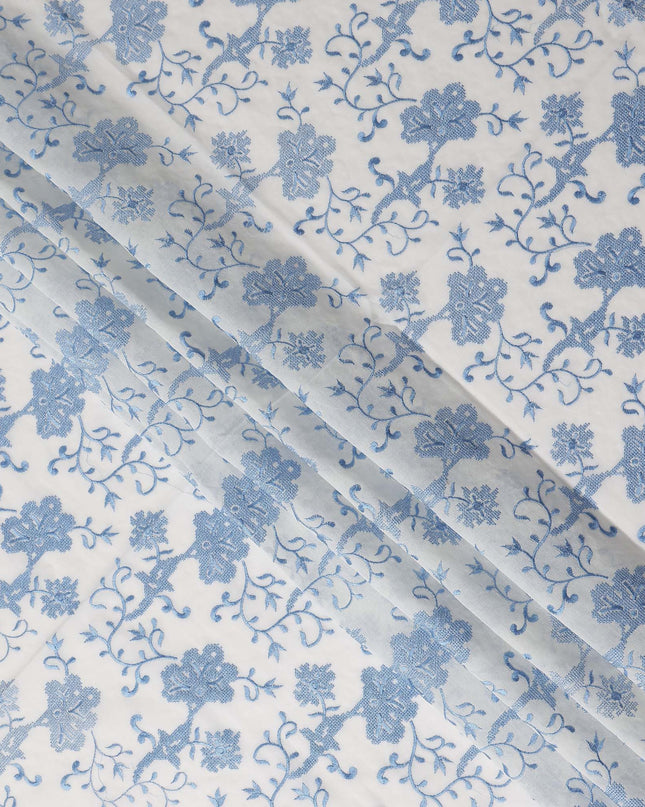 White Floral Premium Cotton Voile Fabric 110cm