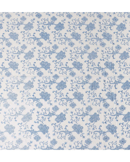 White Floral Premium Cotton Voile Fabric 110cm